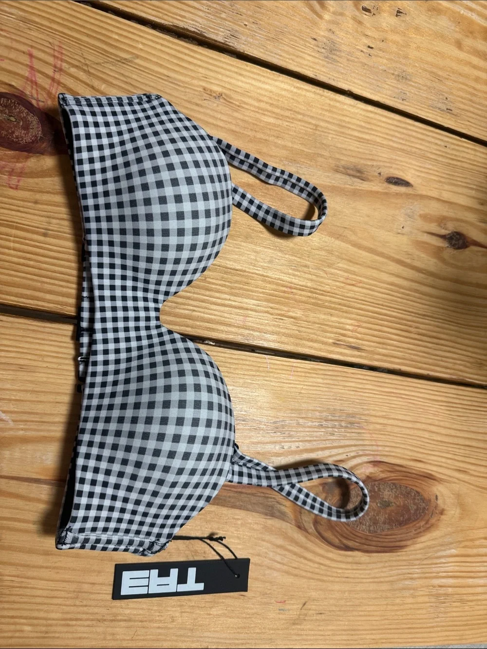 TA3 NWT XS small A/C cup Gingham Push-Up Bra Top - Black & White